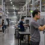 Suasana pabrik dengan mesin produksi modern untuk kepatuhan cukai