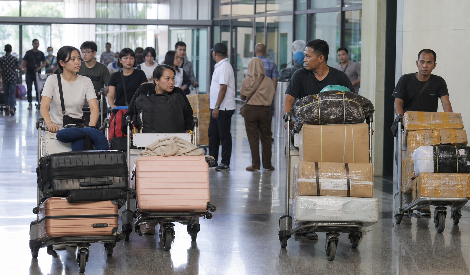 Perbandingan barang kiriman kurir dan barang bawaan penumpang bandara