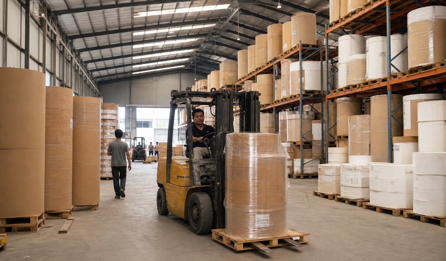 Gudang logistik kertas karton dupleks industri impor Indonesia
